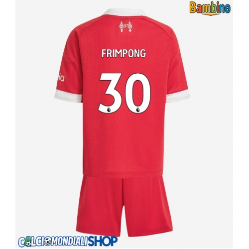 Maglie da calcio Liverpool Jeremie Frimpong #30 Prima Maglia Bambino 2025-26 Manica Corta + Pantaloni corti)